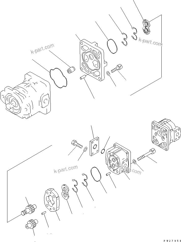 Komatsu parts book diagram for HM350-1L S/N A10001-UP: PUMP ASSEMBLY (SAR80+12+8) (2/3)
