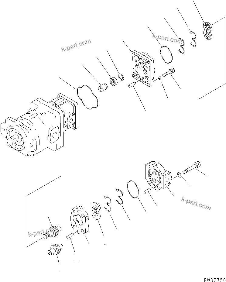 Komatsu parts book diagram for HM350-1L S/N A10001-UP: PUMP ASSEMBLY (SAR80+12+8) (3/3)