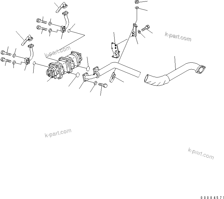 Komatsu parts book diagram for HM350-1L S/N A10001-UP: HYDRAULIC PIPING (PUMP LINE)