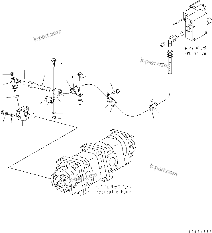 Komatsu parts book diagram for HM350-1L S/N A10001-UP: HYDRAULIC PIPING (PUMP TO E.P.C. VALVE)
