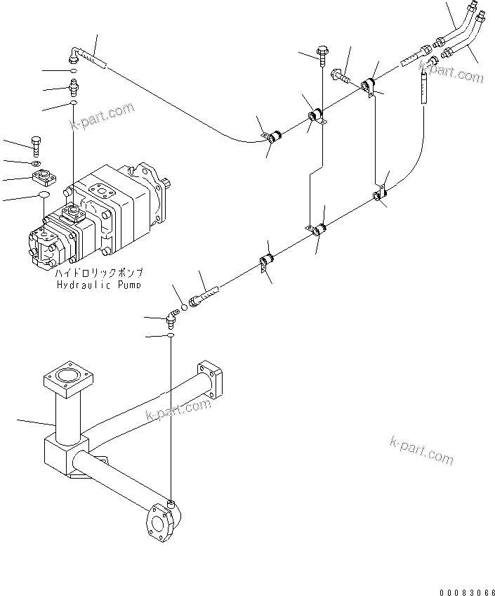 Komatsu parts book diagram for HM350-1L S/N A10001-UP: HYDRAULIC PIPING (REAR DIFFERENTIAL LOCK LINE)
