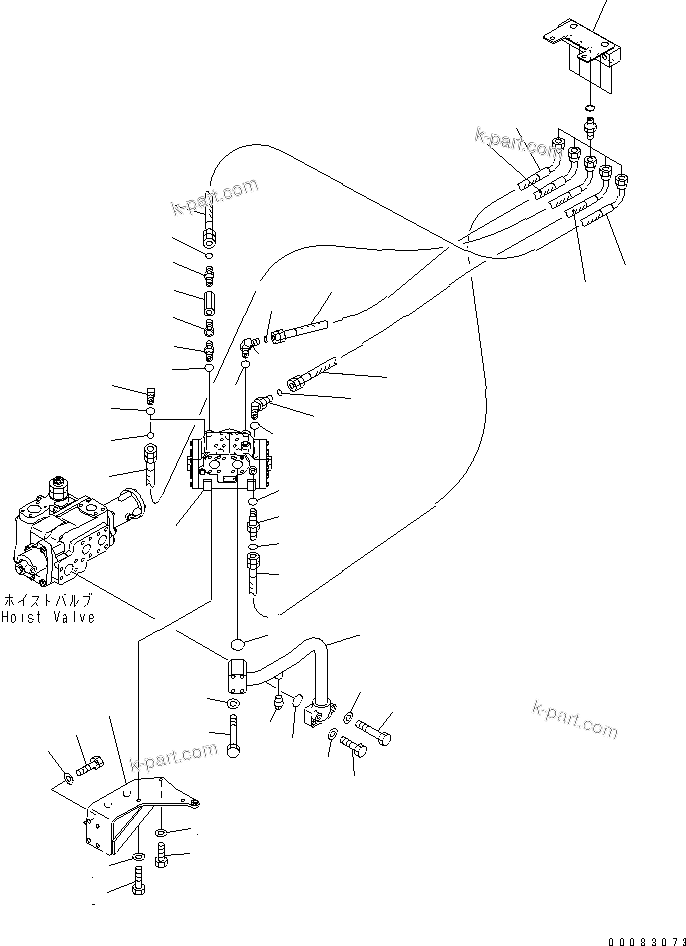 Komatsu parts book diagram for HM350-1L S/N A10001-UP: HYDRAULIC PIPING (STEERING CYLINDER LINE) (1/2)