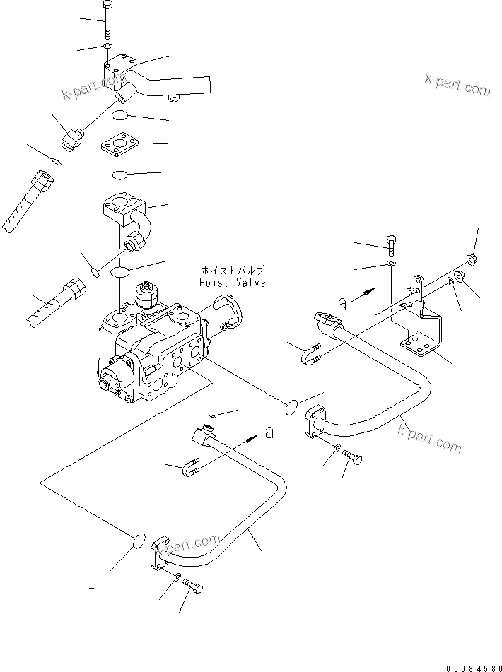 Komatsu parts book diagram for HM350-1L S/N A10001-UP: HYDRAULIC PIPING (HOIST CYLINDER LINE) (1/2)
