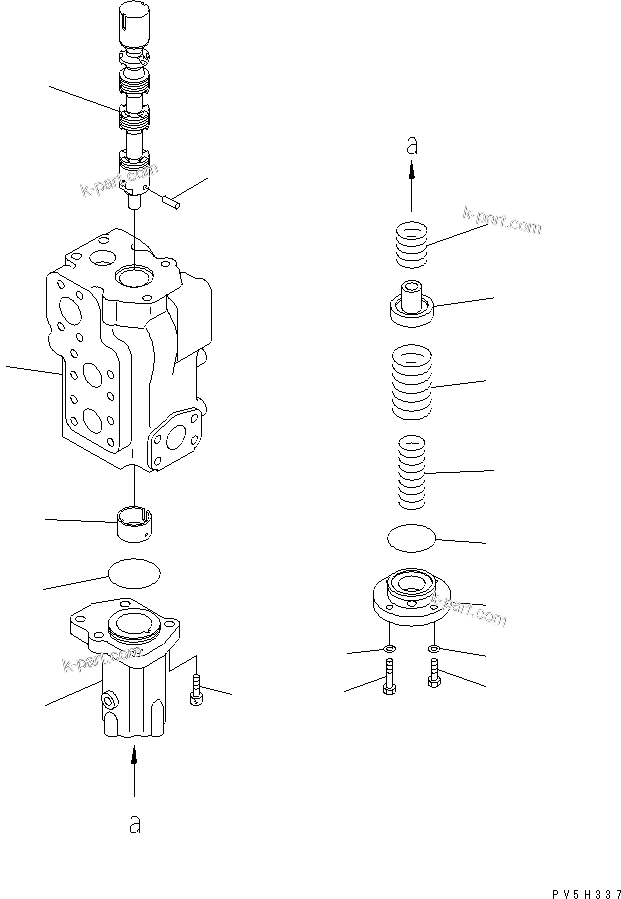 Komatsu parts book diagram for HM350-1L S/N A10001-UP: HOIST VALVE (INNER PARTS) (2/3)