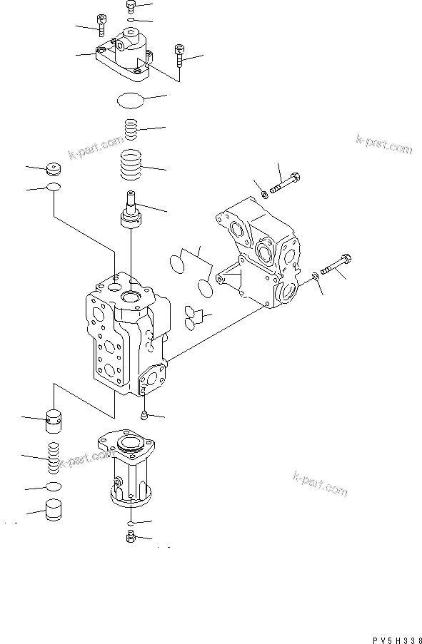 Komatsu parts book diagram for HM350-1L S/N A10001-UP: HOIST VALVE (INNER PARTS) (3/3)