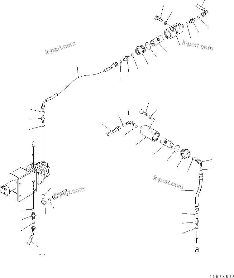 Komatsu parts book diagram for HM350-1L S/N A10001-UP: DIFFERENTIAL LOCK PIPING (REAR FRAME LINE) (2/2)