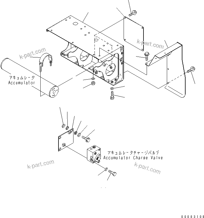 Komatsu parts book diagram for HM350-1L S/N A10001-UP: ACCUMULATOR (MOUNTING PARTS)