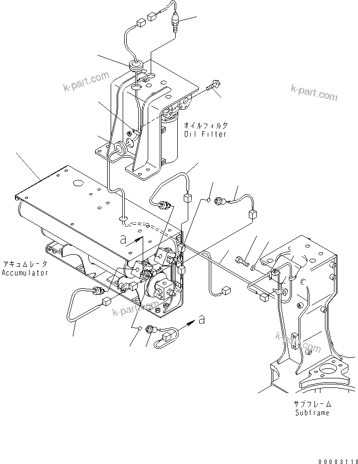 Komatsu parts book diagram for HM350-1L S/N A10001-UP: ACCUMULATOR (OIL PRESSURE SENSOR AND HARNESS)