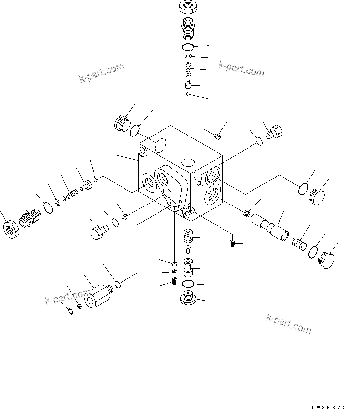 Komatsu parts book diagram for HM350-1L S/N A10001-UP: ACCUMULATOR (CHARGE VALVE) (INNER PARTS)