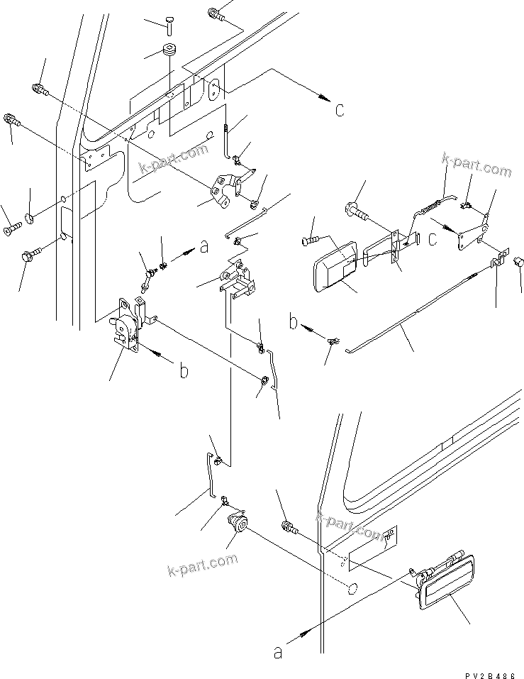 Komatsu parts book diagram for HM350-1L S/N A10001-UP: OPERATOR'S CAB (L.H. DOOR¤ DOOR LOCK) (WITH RADIO OR STEREO CASSETTE)