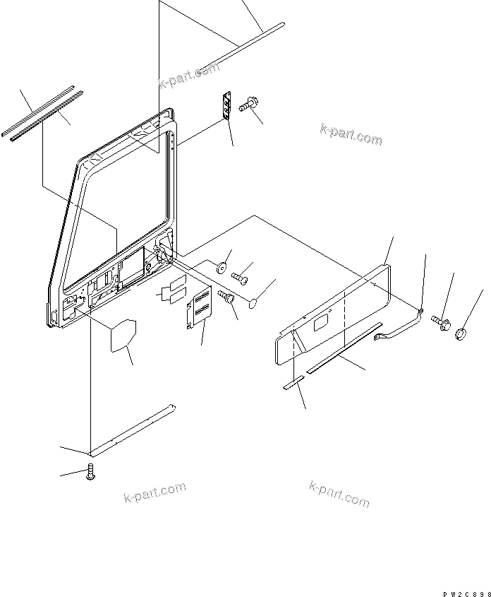 Komatsu parts book diagram for HM350-1L S/N A10001-UP: OPERATOR'S CAB (R.H. DOOR¤ ACCESSORY PARTS) (WITH RADIO OR STEREO CASSETTE)