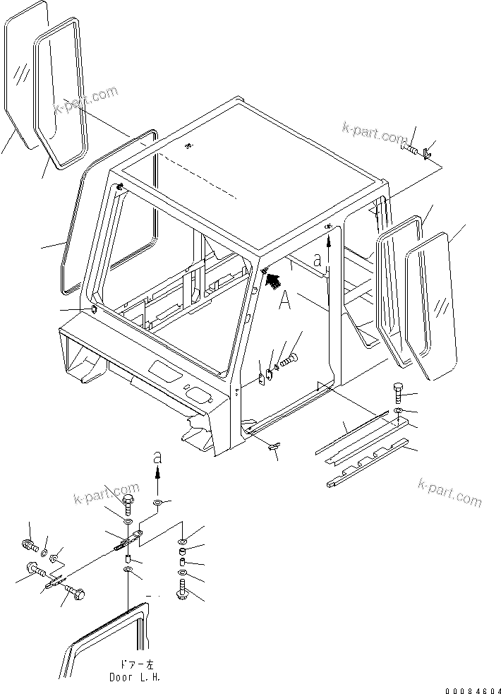 Komatsu parts book diagram for HM350-1L S/N A10001-UP: OPERATOR'S CAB (SIDE PARTS) (WITH RADIO OR STEREO CASSETTE)