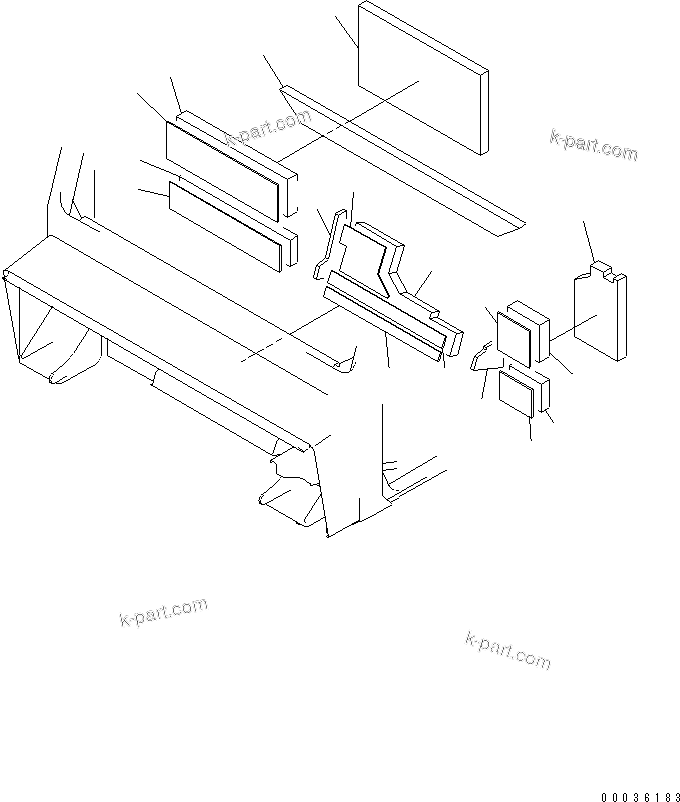 Komatsu parts book diagram for HM350-1L S/N A10001-UP: OPERATOR'S CAB (NOISE PROOFING SHEET¤ 1/2) (WITH RADIO OR STEREO CASSETTE)