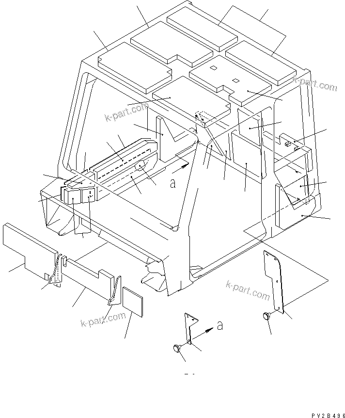 Komatsu parts book diagram for HM350-1L S/N A10001-UP: OPERATOR'S CAB (NOISE PROOFING SHEET¤ 2/2) (WITH RADIO OR STEREO CASSETTE)