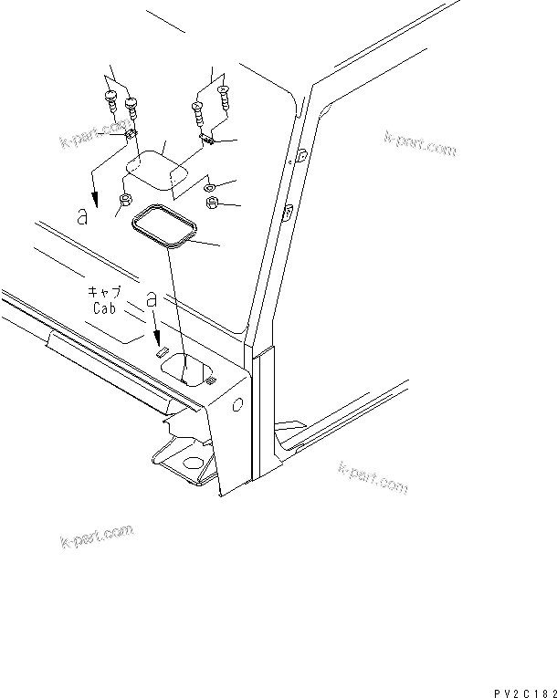 Komatsu parts book diagram for HM350-1L S/N A10001-UP: OPERATOR'S CAB (WASHER TANK COVER) (WITH RADIO OR STEREO CASSETTE)