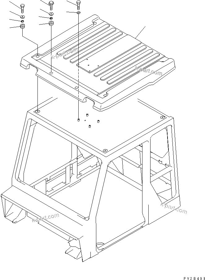 Komatsu parts book diagram for HM350-1L S/N A10001-UP: OPERATOR'S CAB (ROOF AND MOUNTING PARTS) (WITH RADIO OR STEREO CASSETTE)