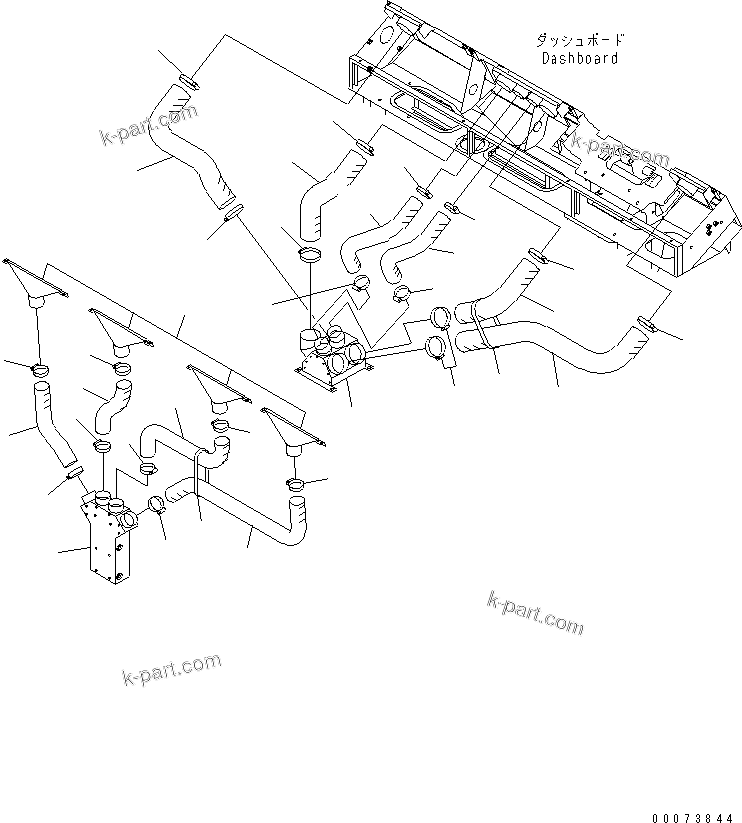 Komatsu parts book diagram for HM350-1L S/N A10001-UP: AIR CONDITIONER (AIR DUCT HOSE)