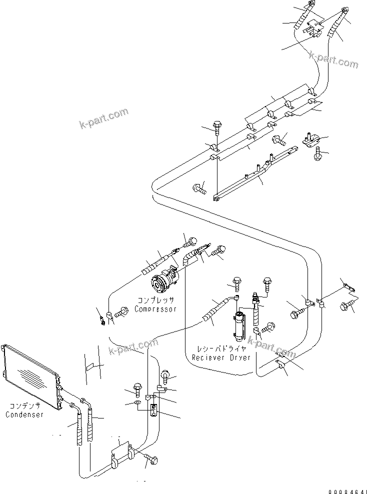 Komatsu parts book diagram for HM350-1L S/N A10001-UP: AIR CONDITIONER PIPING (COOLING)