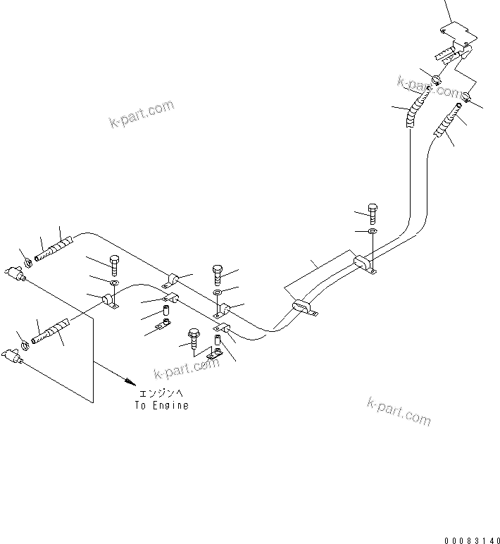 Komatsu parts book diagram for HM350-1L S/N A10001-UP: AIR CONDITIONER PIPING (HEATING)