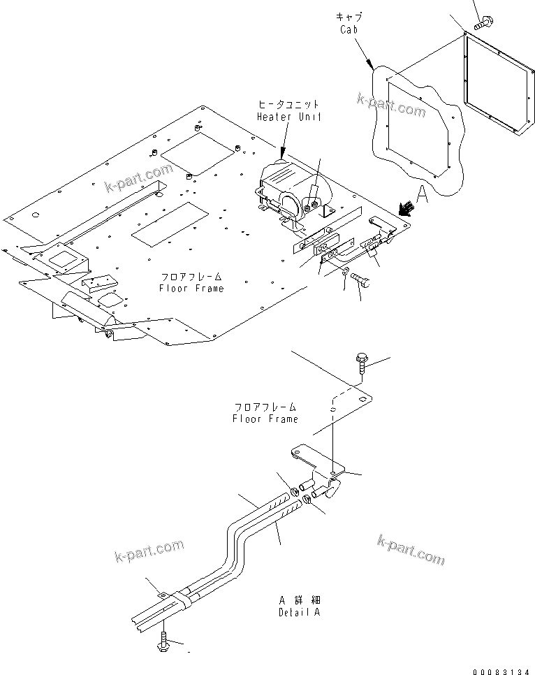 Komatsu parts book diagram for HM350-1L S/N A10001-UP: AIR CONDITIONER (CAB HEATER) (WATER PIPING)