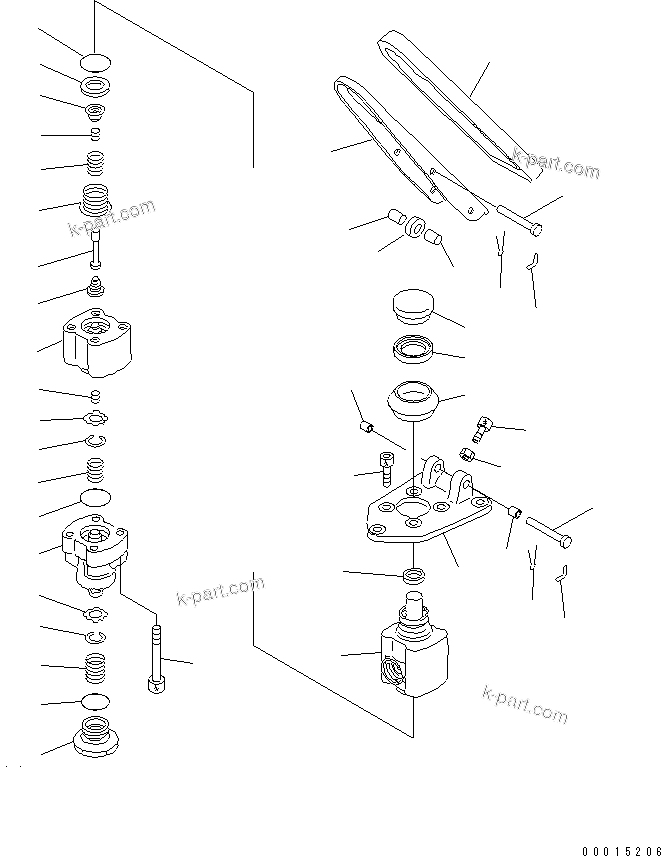 Komatsu parts book diagram for HM350-1L S/N A10001-UP: FLOOR (BRAKE VALVE) (INNER PARTS)