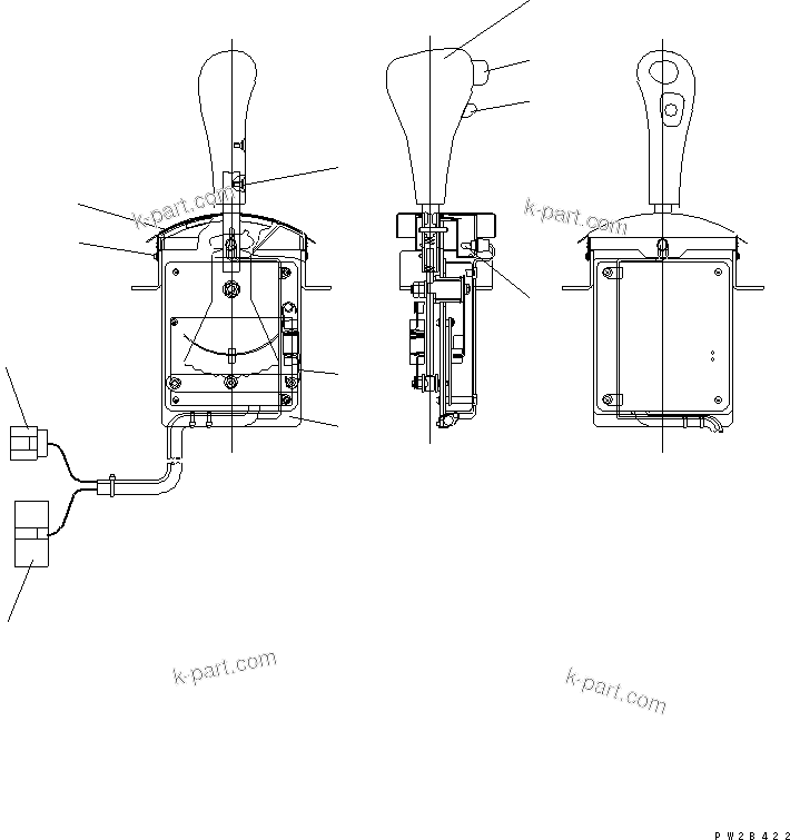 Komatsu parts book diagram for HM350-1L S/N A10001-UP: CAB CONSOLE BOX (TRANSMISSION LEVER) (INNER PARTS)