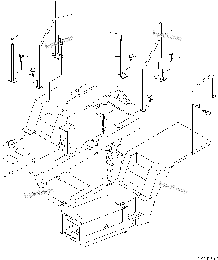 Komatsu parts book diagram for HM350-1L S/N A10001-UP: HAND RAIL
