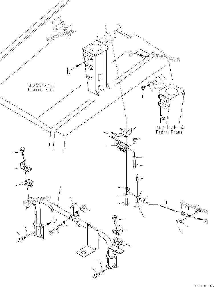 Komatsu parts book diagram for HM350-1L S/N A10001-UP: ENGINE HOOD AND RELATED PARTS (2/2)