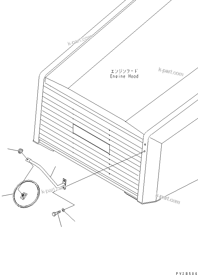 Komatsu parts book diagram for HM350-1L S/N A10001-UP: ENGINE HOOD (FRONT UNDER MIRROR)