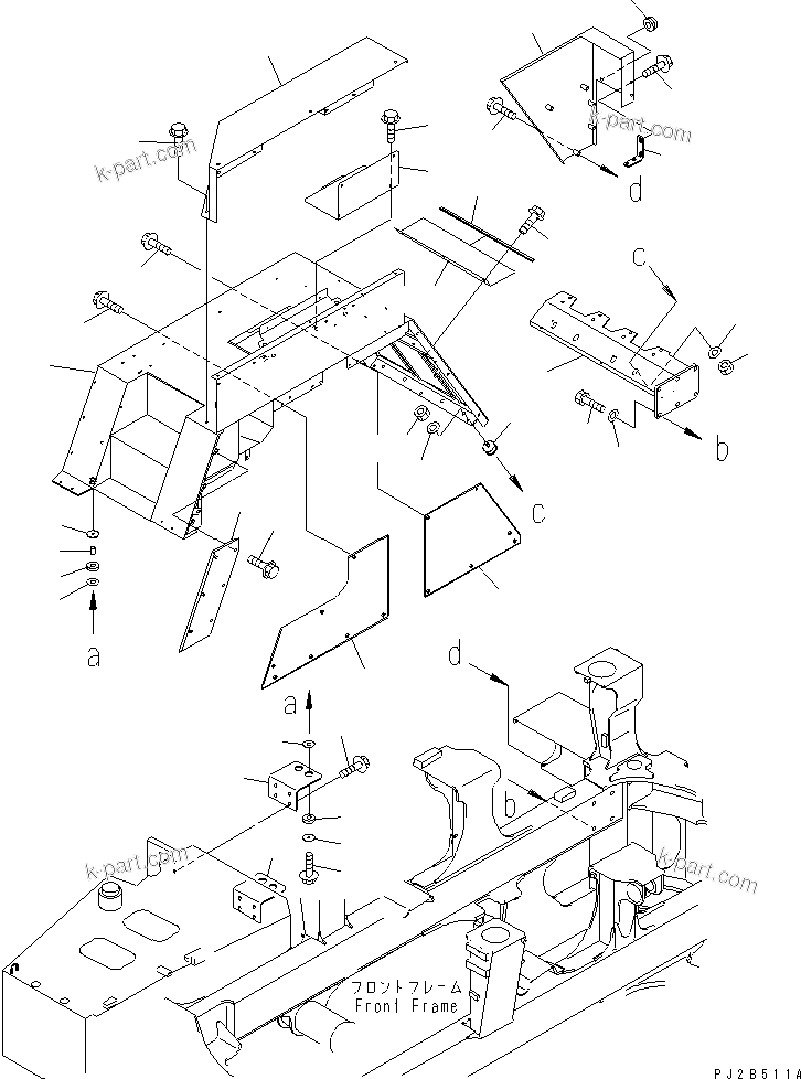 Komatsu parts book diagram for HM350-1L S/N A10001-UP: FENDER (R.H. UPPER)