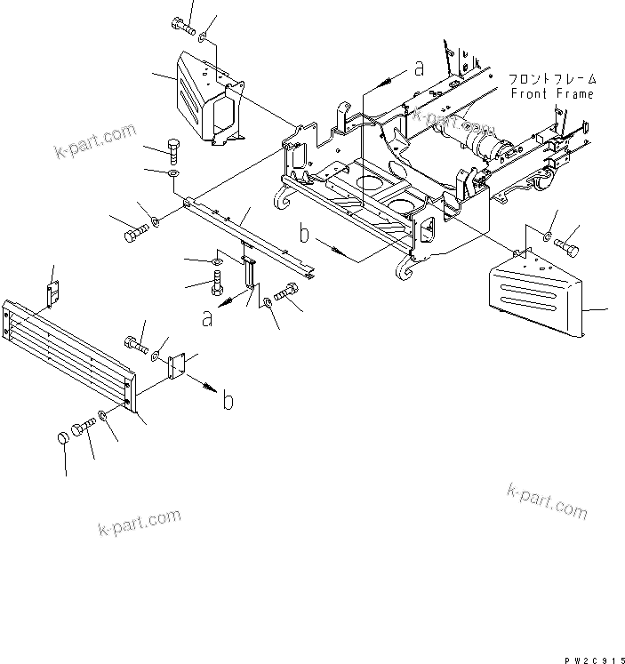 Komatsu parts book diagram for HM350-1L S/N A10001-UP: FRONT FRAME (BUMPER)