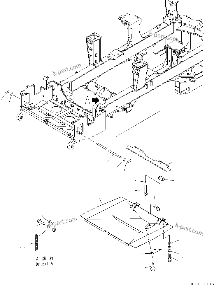 Komatsu parts book diagram for HM350-1L S/N A10001-UP: ENGINE UNDER GUARD