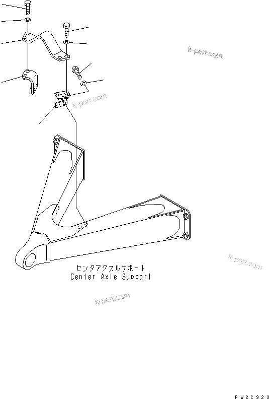 Komatsu parts book diagram for HM350-1L S/N A10001-UP: REAR DRIVE SHAFT GUARD