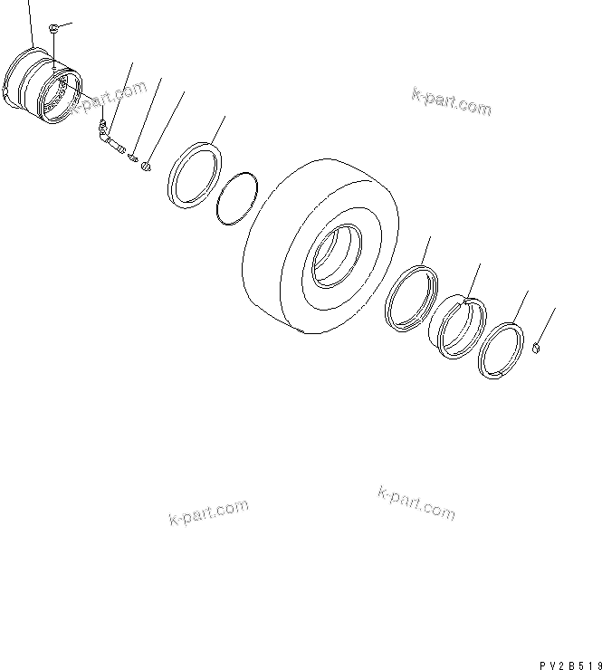 Komatsu parts book diagram for HM350-1L S/N A10001-UP: RIM (26.5-R25)