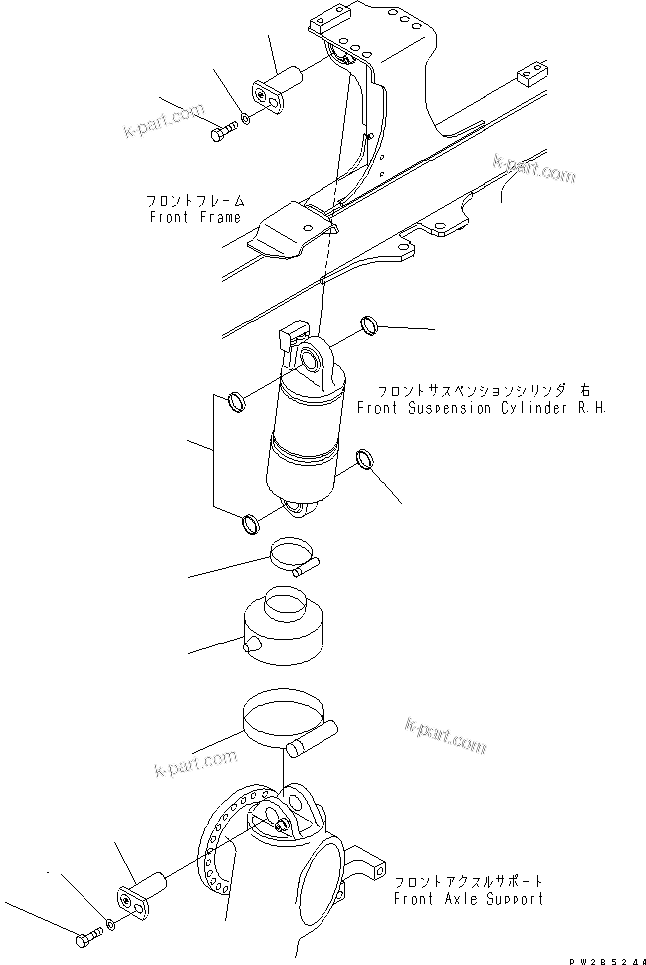 Komatsu parts book diagram for HM350-1L S/N A10001-UP: FRONT SUSPENSION (R.H.) (MOUNTING PARTS)