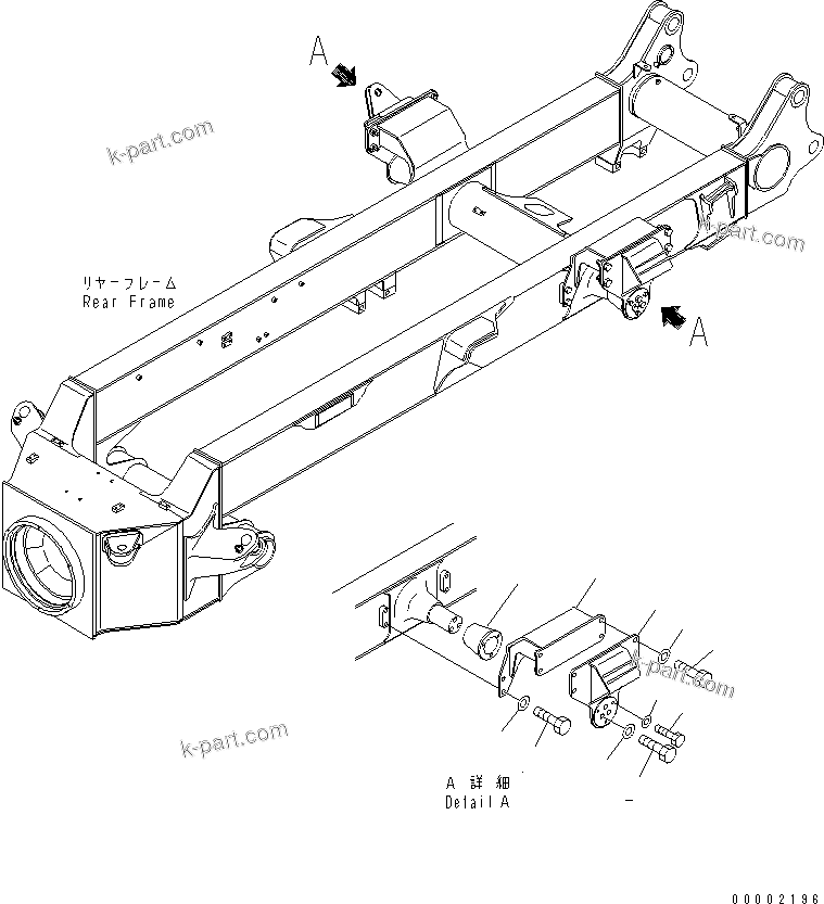 Komatsu parts book diagram for HM350-1L S/N A10001-UP: REAR SUSPENSION (EQUALIZER BAR MOUNTING PARTS) (FOR TAIL GATE)