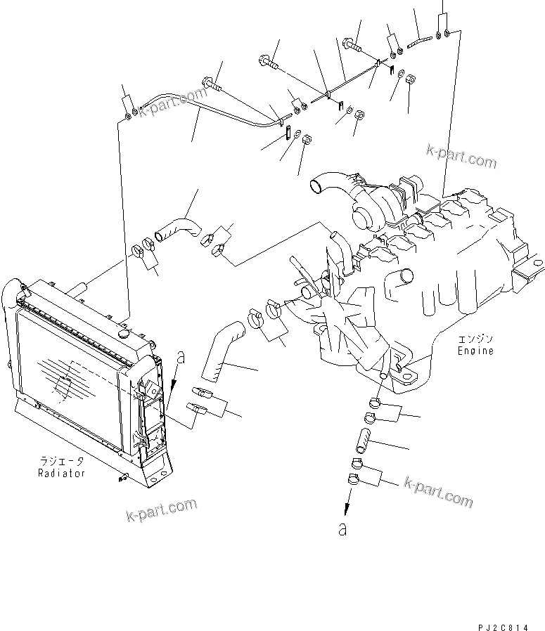 Komatsu parts book diagram for HM400-1L S/N A10001-UP: ENGINE HOSE