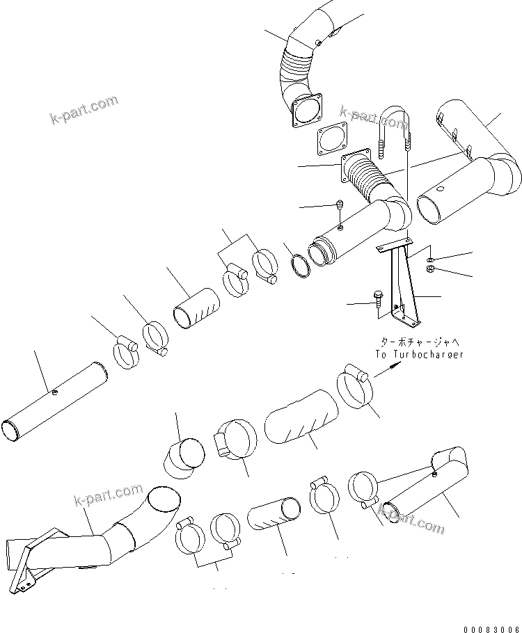 Komatsu parts book diagram for HM400-1L S/N A10001-UP: ENGINE PIPING (AIR INTAKE AND EXHAUST)