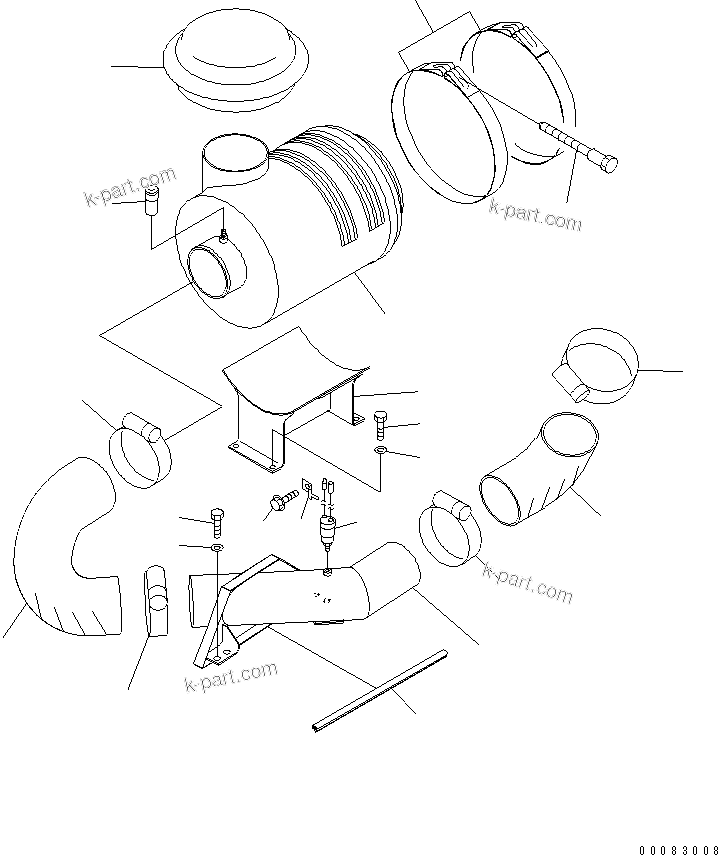 Komatsu parts book diagram for HM400-1L S/N A10001-UP: AIR CLEANER (PIPING)