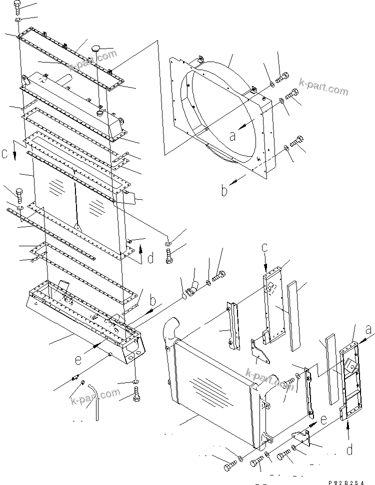 Komatsu parts book diagram for HM400-1L S/N A10001-UP: RADIATOR AND AFTER COOLER
