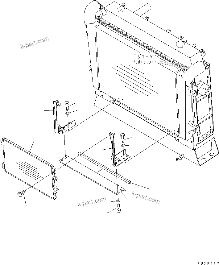 Komatsu parts book diagram for HM400-1L S/N A10001-UP: RADIATOR (AIR CONDITIONER CONDENSER AND MOUNTING PARTS)