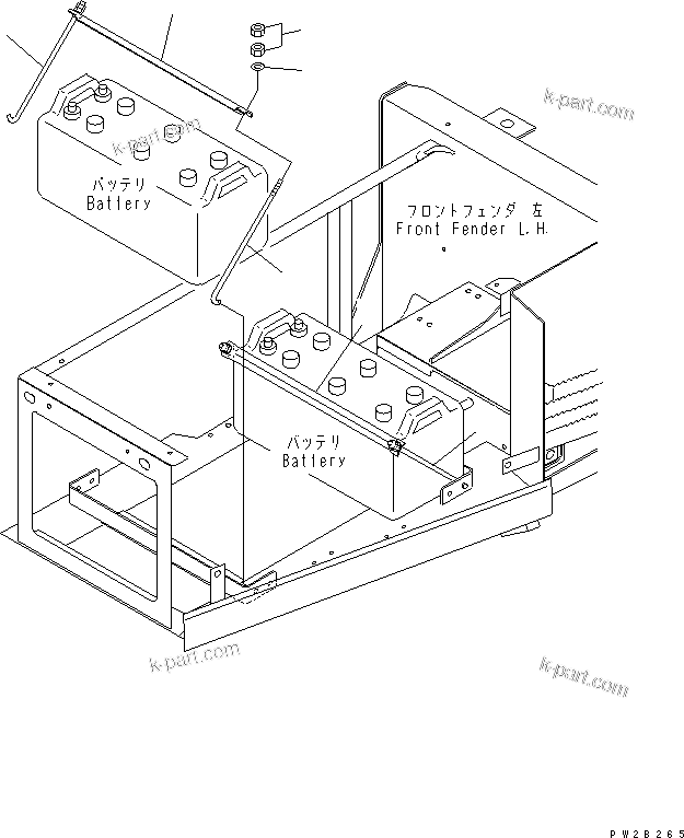 Komatsu parts book diagram for HM400-1L S/N A10001-UP: BATTERY (MOUNTING PARTS)