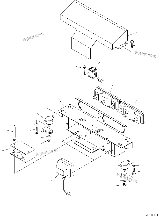 Komatsu parts book diagram for HM400-1L S/N A10001-UP: REAR FRAME ELECTRICAL (REAR LAMP¤ BACK-UP ALARM AND INCLINATION SENSOR)
