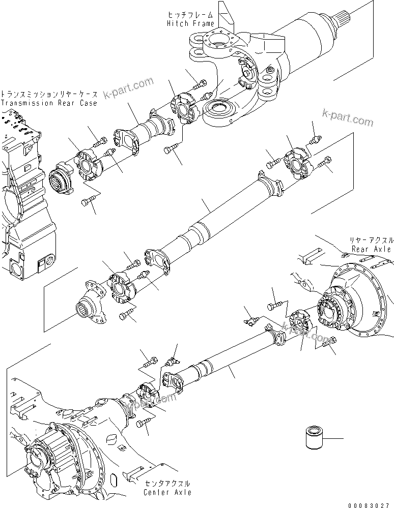 Komatsu parts book diagram for HM400-1L S/N A10001-UP: REAR DRIVE SHAFT