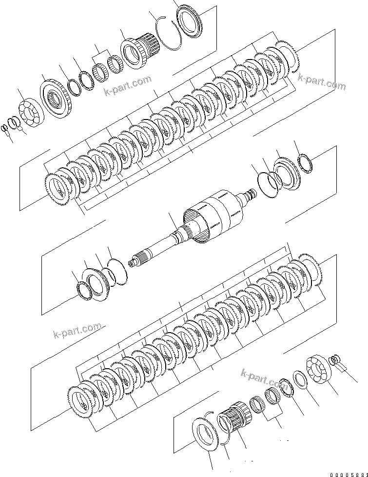 Komatsu parts book diagram for HM400-1L S/N A10001-UP: TRANSMISSION (FORWARD LOW AND REVERSE)