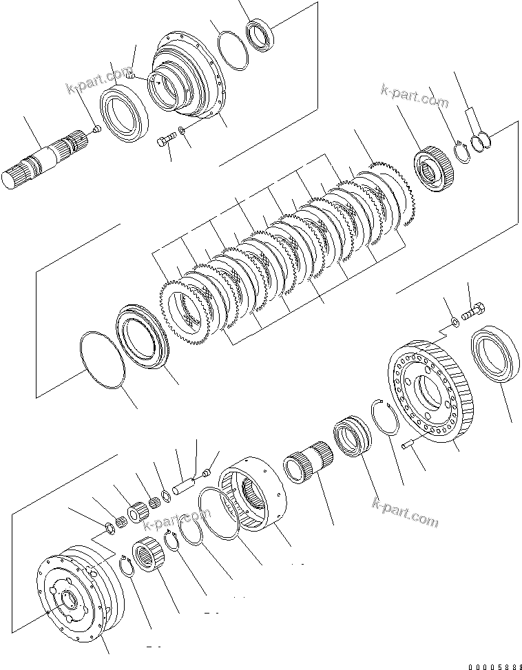 Komatsu parts book diagram for HM400-1L S/N A10001-UP: TRANSMISSION (DIFFERENTIAL)