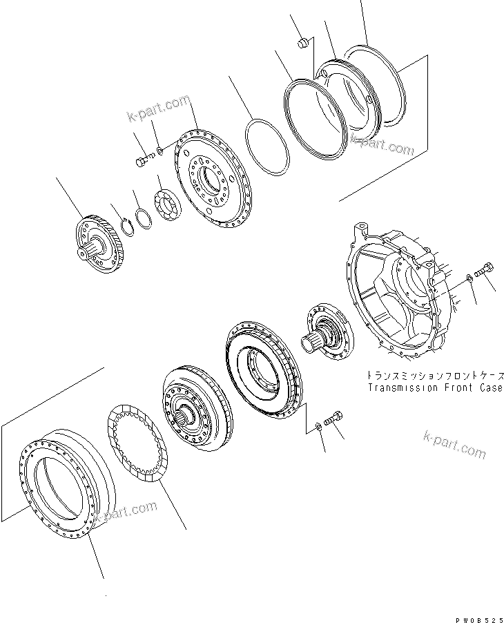 Komatsu parts book diagram for HM400-1L S/N A10001-UP: TRANSMISSION (TOQUE CONVERTER) (DRIVE CASE)
