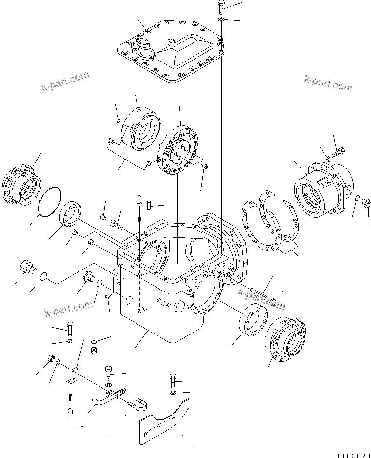 Komatsu parts book diagram for HM400-1L S/N A10001-UP: FRONT DIFFERENTIAL (HOUSING AND RELATED PARTS)