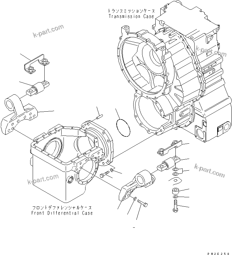 Komatsu parts book diagram for HM400-1L S/N A10001-UP: FRONT DIFFERENTIAL (MOUNTING)
