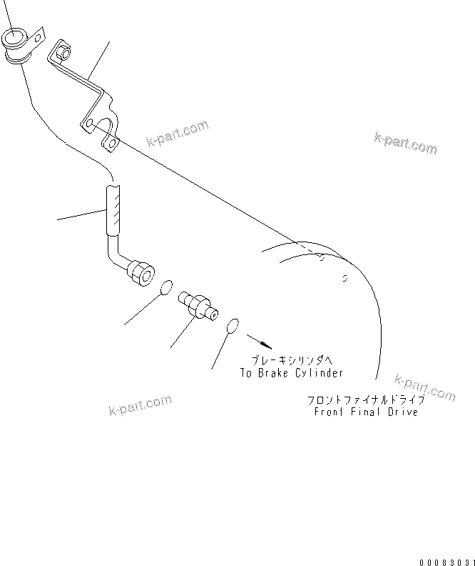 Komatsu parts book diagram for HM400-1L S/N A10001-UP: FRONT BRAKE PIPING